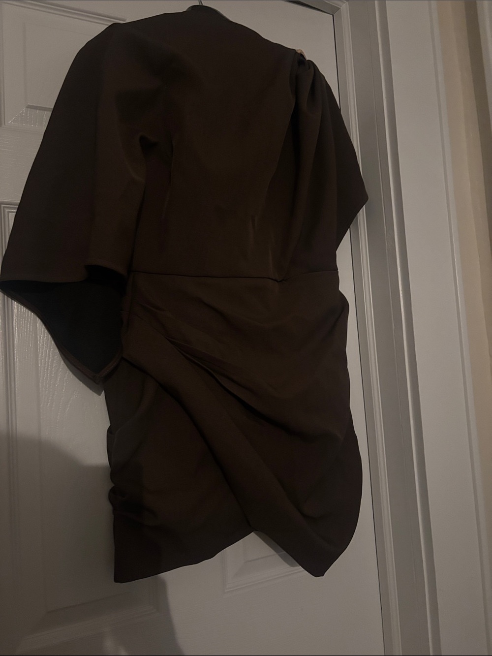 Elegant Dark Brown One-Shoulder Dress
